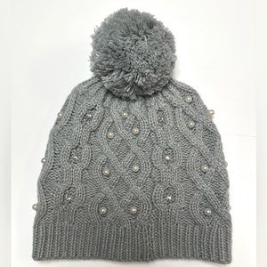 Saks Off Fifth Embellished Cable-Knit
Beanie with Pom-Pom (Gray)